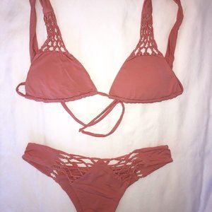 SAN LORENZO light pink crochet bikini- XS